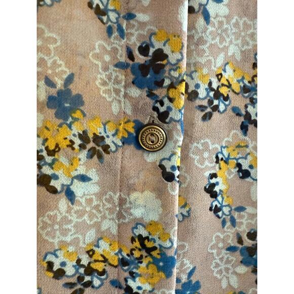 CAbi 5221 Offsides Yellow Blue Grey Sleeveless Floral Blouse size small - Picture 5 of 9